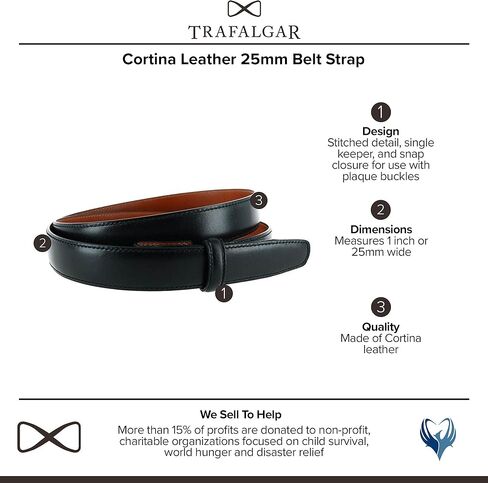 Trafalgar Cortina Leather Belt Strap - 1 inch wide (25mm) in Saudi Arabia