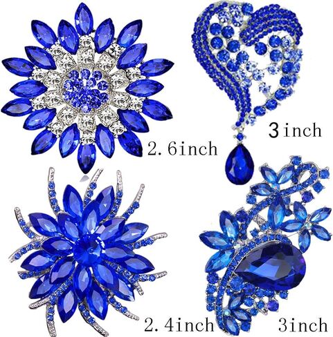 طقم بروش مكون من 4 قطع بحجم كبير من حجر الراين والكريستال الأنيق من إيزينج, كريستال حجر الراين مادة صمغية مينا, ان ايه, in Kuwait