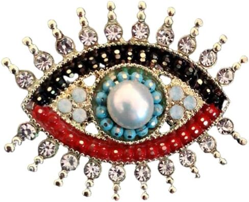 Lucky Evil Eye Brooch Pin Freshwater Pearl and Crystal Vintage Lapel Pin for Wedding Party Prom Multipurpose Brooch Ladies Accessories for Shawl Scarf Buckle Sweater Cardigan in Saudi Arabia