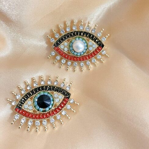 Lucky Evil Eye Brooch Pin Freshwater Pearl and Crystal Vintage Lapel Pin for Wedding Party Prom Multipurpose Brooch Ladies Accessories for Shawl Scarf Buckle Sweater Cardigan in Saudi Arabia