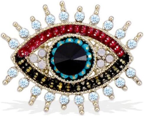 Lucky Evil Eye Brooch Pin Freshwater Pearl and Crystal Vintage Lapel Pin for Wedding Party Prom Multipurpose Brooch Ladies Accessories for Shawl Scarf Buckle Sweater Cardigan in Saudi Arabia