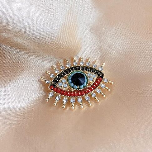 Lucky Evil Eye Brooch Pin Freshwater Pearl and Crystal Vintage Lapel Pin for Wedding Party Prom Multipurpose Brooch Ladies Accessories for Shawl Scarf Buckle Sweater Cardigan in Saudi Arabia