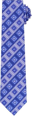 Jacob Alexander Men's Happy Valentine's Day Diagonal Striped Hearts in Squares Pattern Regular Length Neck Tie in Saudi Arabia