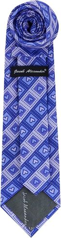 Jacob Alexander Men's Happy Valentine's Day Diagonal Striped Hearts in Squares Pattern Regular Length Neck Tie in Saudi Arabia