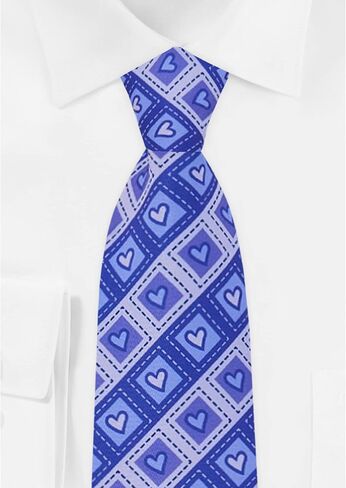 Jacob Alexander Men's Happy Valentine's Day Diagonal Striped Hearts in Squares Pattern Regular Length Neck Tie in Saudi Arabia