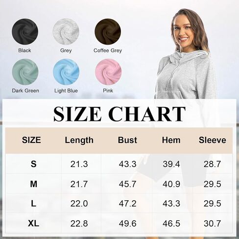 FKEEP Half Zip Hoodies for Women Zipper Up Cropped Hooded Long Sleeve Athletic Pullover Tops with Thumb Hole in Kuwait