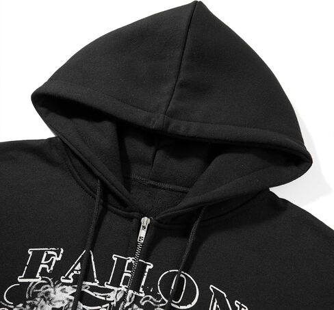 Karwuiio ​Women Y2k Zip Up Hoodies Star Graphic Long Sleeve Jackets Hip Hop Harajuku Oversized Hooded Sweatshirt in Saudi Arabia