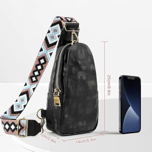 Welltop Sling Bag for Women, PU Leather Chest Bag Small Crossbody Casual Daypack Fanny Packs with Adjustable Guitar Strap Fashion Shoulder Backpack Purse for Women Men Daily Traveling Use in Kuwait