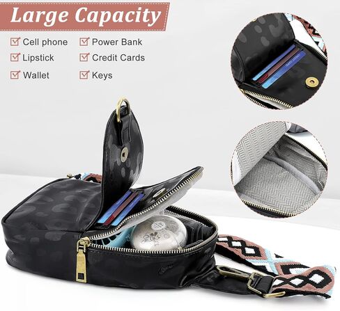 Welltop Sling Bag for Women, PU Leather Chest Bag Small Crossbody Casual Daypack Fanny Packs with Adjustable Guitar Strap Fashion Shoulder Backpack Purse for Women Men Daily Traveling Use in Kuwait