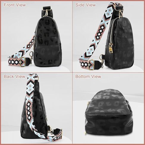 Welltop Sling Bag for Women, PU Leather Chest Bag Small Crossbody Casual Daypack Fanny Packs with Adjustable Guitar Strap Fashion Shoulder Backpack Purse for Women Men Daily Traveling Use in Kuwait