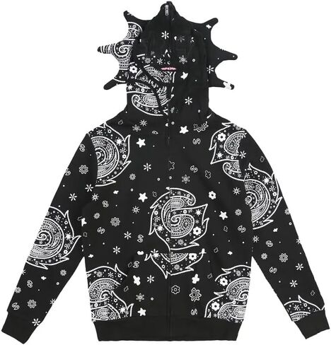 OATSBAS Retro Lazy Style Hoodie for Men Women Fun Multi Angle Full Zip Up Hoodie Oversized Hooded Sweatshirt in Saudi Arabia