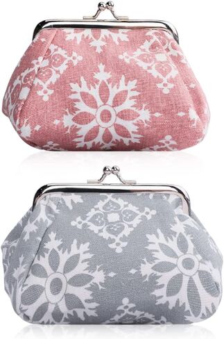 Oyachic 2 حزم خمر عملة المحافظ عملة الحقائب تغيير المحافظ مع المشبك الأزهار مخلب المحافظ امرأة محافظ السفر in Kuwait