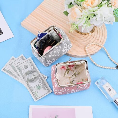 Oyachic 2 حزم خمر عملة المحافظ عملة الحقائب تغيير المحافظ مع المشبك الأزهار مخلب المحافظ امرأة محافظ السفر in Kuwait