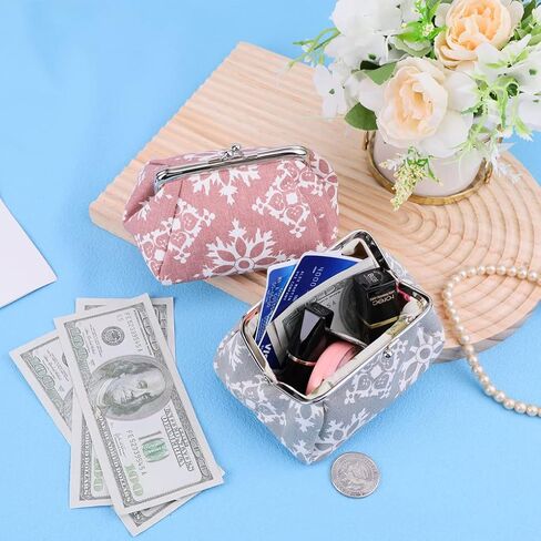 Oyachic 2 حزم خمر عملة المحافظ عملة الحقائب تغيير المحافظ مع المشبك الأزهار مخلب المحافظ امرأة محافظ السفر in Kuwait