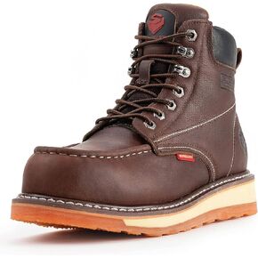 SUREWAY Men's Heavy Duty Soft/Comp/Steel Toe Work Boots/Shoes for Men,Goodyear Welt Comfortable Durable Construction Boot,Superior Oil/Slip-Resistant,Thicker Leather,Wedge Moc Toe Work Boots for Men