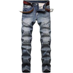 Aiyino Men's Slim Fit Straight Leg Denim Hip Hop Biker Stretchy Jeans