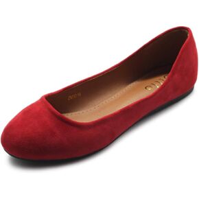 حذاء باليه نسائي من Ollio مصنوع من جلد سويدي صناعي خفيف وكعب منخفض مسطح in Kuwait