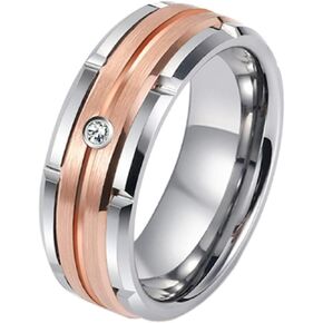 Jude Jewelers 8mm Stainless Steel Matte Brushed Silver Rose Gold Two Tone Wedding Band Ring in Kuwait