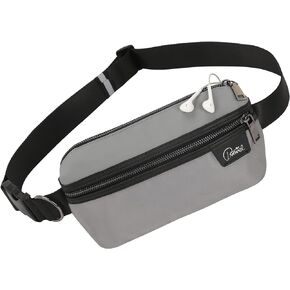 حقيبة RFID Fanny Pack للنساء والرجال - حقيبة حزام جلدية عصرية مع جيوب متعددة بسحاب، حزام قابل للتعديل، حامل للبطاقات/سلسلة المفاتيح، حقيبة واسطة حول الجسم مثالية للسفر والجري والمشي لمسافات طويلة، أسود