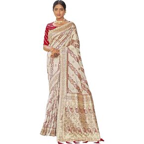 MANOHARI Most Trendy Banarasi Silk Woven Pattern Jacquard Work Saree For Women_Mn1723