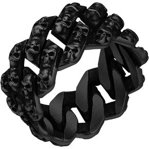 ChainsProMax Men Miami Cuban Link/Celtic/Skull Ring, Stainless Steel/Black-Send Gift Box in Kuwait