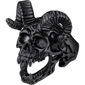 مجوهرات شيطانية من FaithHeart خواتم Baphomet الماعز سيجيل لوسيفر الشيطان رمز خاتم الخاتم للرجال والنساء مقاس 7/8/9/10/11/12/13/14 مخصص حسب الطلب in Kuwait