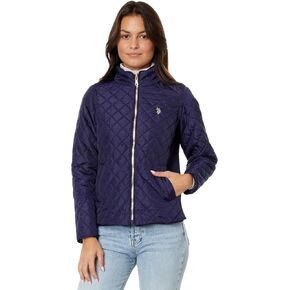 U.S. Polo Assn. Quilted Moto Jacket with Cozy Faux Fur Lining And Rib Trim
