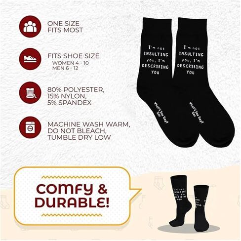 What'd You Say? SOX In my Defense, they left me UNSUPERVISED Novelty Funny Quote Crew Socks, Anti-Wicking Moisture Control, Unisex, One Size Fits Most, Funky, Goofy, Silly in Kuwait