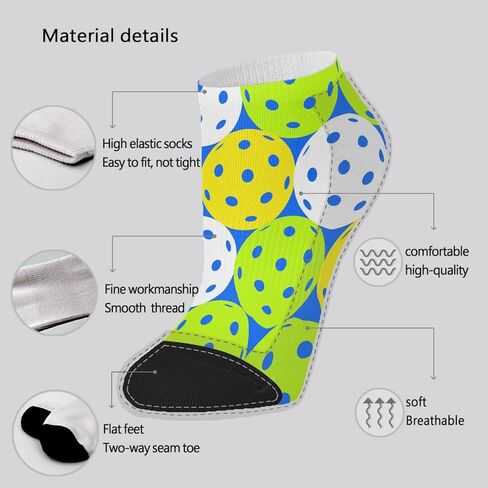 Xinme Pickleball socks Women's socks Short fashion design casual socks Women's casual socks Pickleball, White, One size in Kuwait