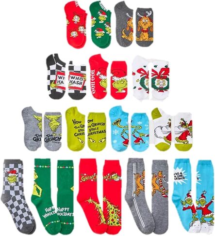 جوارب دكتور سوس ذا جرينش 15 Days of Socks Advent Calendar - ألوان متنوعة 4-10 in Kuwait