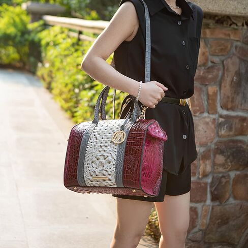 MKF Collection Satchel bag for Women, Crocodile-embossed Vegan Leather Top-Handle Crossbody Handbag Purse in Saudi Arabia