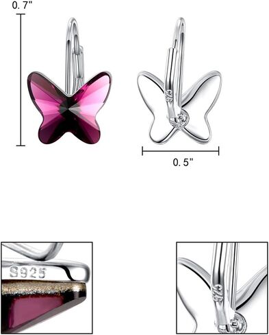 EleQueen 925 الفضة الاسترليني فراشة الحب هوب Huggie أقراط أقراط مصنوعة من البلورات النمساوية للنساء الفتيات، عيد الحب / عيد الأم / عيد الميلاد مجوهرات هدية لصديقتك / أمي in Saudi Arabia