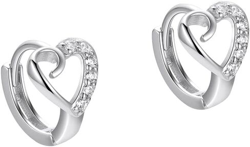 Cute Heart Small Hoop Earrings for Women Teen Girls Cartilage 925 Sterling Silver Cubic Zirconia Crystal Love Hearts Huggie Hoops Earring Wrap Cuffs Fashion Christmas Birthday Jewelry Gifts Hypoallergenic in Saudi Arabia
