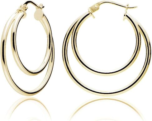 Hoops & Loops 925 Sterling Silver Double Circle 25mm Round-Tube High Polished Click-Top Hoop Earrings for Women and Teen Girls in Saudi Arabia