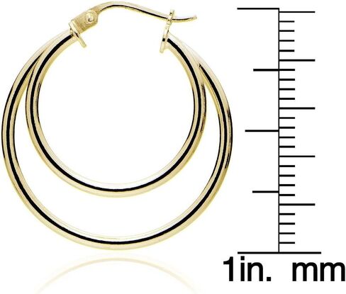 Hoops & Loops 925 Sterling Silver Double Circle 25mm Round-Tube High Polished Click-Top Hoop Earrings for Women and Teen Girls in Saudi Arabia
