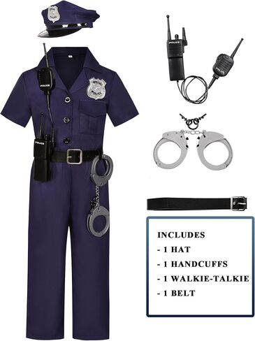 زي ضابط الشرطة من CIFITERY للأولاد زي الشرطة للأطفال فستان الشرطة ليوم كارير الهالوين التنكرية 7-10 سنوات in Kuwait