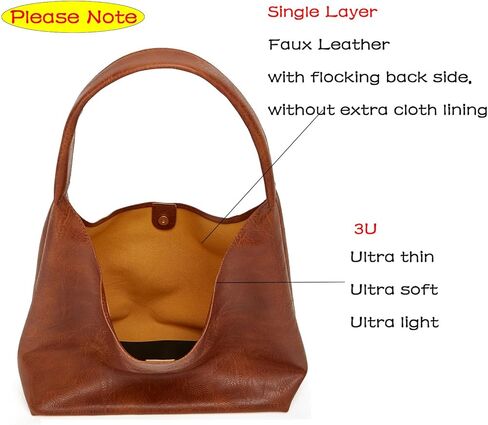 حقائب Ashioup Hobo للنساء محفظة كتف فائقة النعومة من جلد البولي يوريثان حقيبة يد مترهلة مع محفظة مجموعة قطعتين in Kuwait