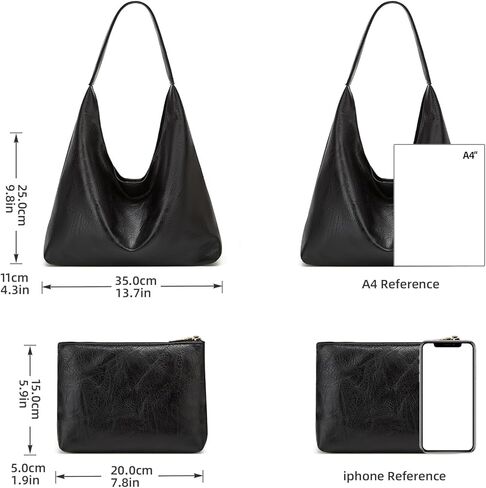 حقائب Ashioup Hobo للنساء محفظة كتف فائقة النعومة من جلد البولي يوريثان حقيبة يد مترهلة مع محفظة مجموعة قطعتين in Kuwait