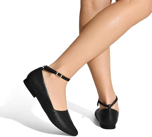 أحذية DREAM PAIRS النسائية الأنيقة، أحذية كاجوال مريحة بمقدمة مدببة مع حزام كاحل قابل للفصل in Saudi Arabia