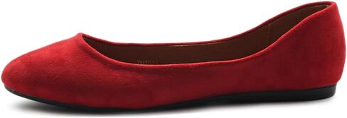 حذاء باليه نسائي من Ollio مصنوع من جلد سويدي صناعي خفيف وكعب منخفض مسطح in Kuwait