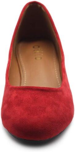 حذاء باليه نسائي من Ollio مصنوع من جلد سويدي صناعي خفيف وكعب منخفض مسطح in Kuwait