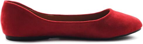 حذاء باليه نسائي من Ollio مصنوع من جلد سويدي صناعي خفيف وكعب منخفض مسطح in Kuwait