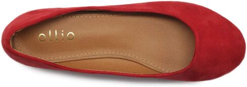 حذاء باليه نسائي من Ollio مصنوع من جلد سويدي صناعي خفيف وكعب منخفض مسطح in Kuwait