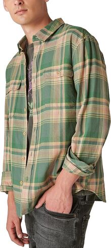 Lucky Brand Men's Indigo Plaid Western Long Sleeve Shirt in Saudi Arabia