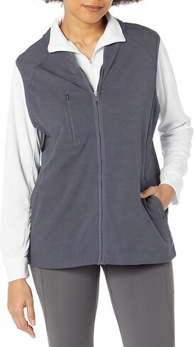 WonderWink Wink Knits Women's Fleece Full Zip Vest, Pewter, XL in Kuwait