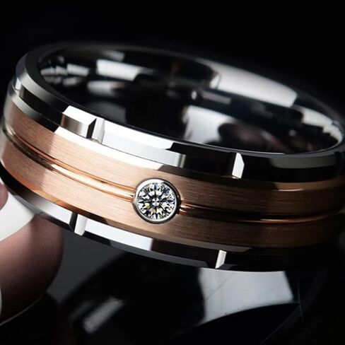 Jude Jewelers 8mm Stainless Steel Matte Brushed Silver Rose Gold Two Tone Wedding Band Ring in Kuwait