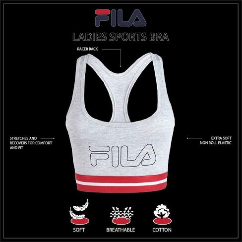 حمالة صدر رياضية نسائية من القطن بشعار كلاسيكي من Fila in Saudi Arabia