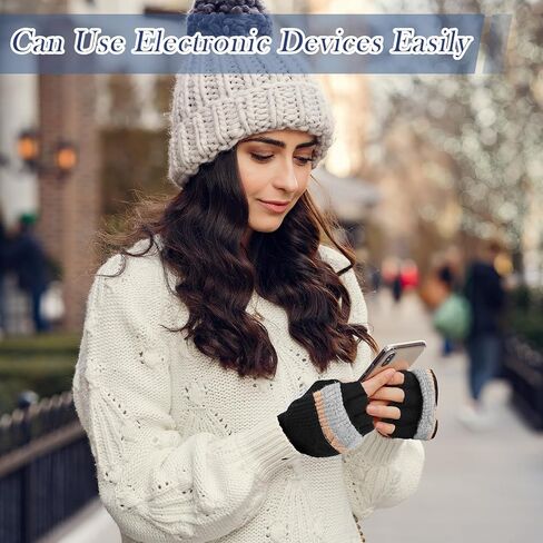 ShinyMatch 3 أزواج قفازات محبوكة حرارية قابلة للتحويل للنساء والرجال شتاء دافئ محبوك قفازات قابلة للتحويل بدون أصابع in Saudi Arabia