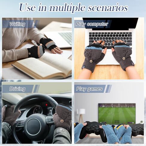 ShinyMatch 3 أزواج قفازات محبوكة حرارية قابلة للتحويل للنساء والرجال شتاء دافئ محبوك قفازات قابلة للتحويل بدون أصابع in Saudi Arabia