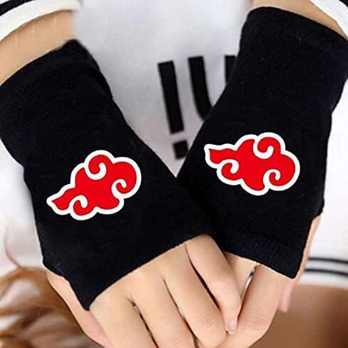 DUOAMARE Black Fingerless Gloves Anime Ninja Shinobu Cosplay Typing Thin Knit Cloth Lightweight Stretchy Novelty Laptop Gloves Men And Women in Kuwait